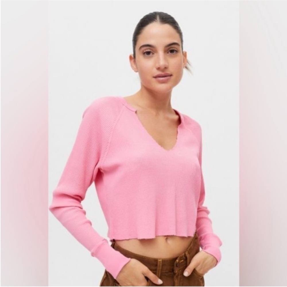Urban Outfitters Pink V-Neck Crop Top